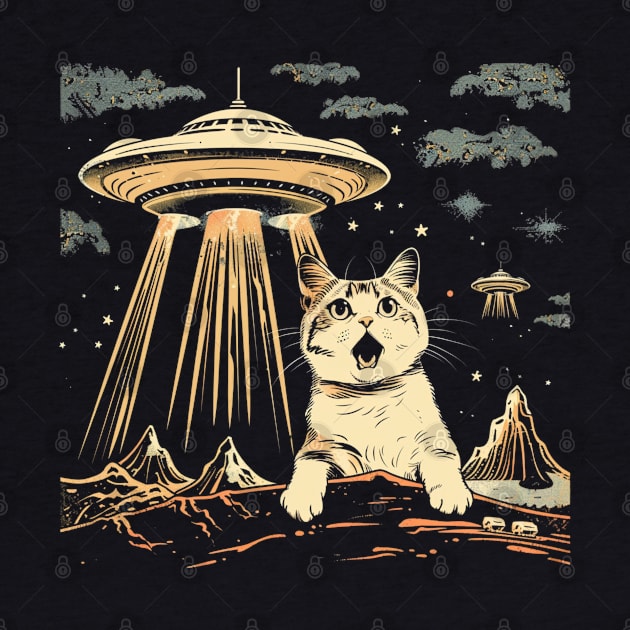 Shocked Cat and UFO Invasion by OscarVanHendrix